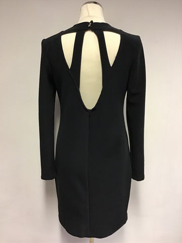 SCOTT McCLINTOCK BLACK PEARL TRIM CUT OUT BACK BODYCON DRESS SIZE L