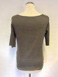 MARCCAIN SPORTS DARK BROWN SCOOP NECK SHORT SLEEVE TOP SIZE N5 UK 14/16