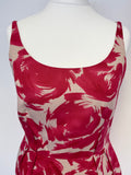 LK BENNETT RED & CREAM PRINT COTTON & SILK PRINT SLEEVELESS PENCIL DRESS SIZE 6
