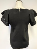 BRAND NEW TED BAKER ZEFORI BLACK FRILL SLEEVE TOP SIZE 2 Uk 10/12