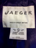 JAEGER DARK BLUE WOOL & CASHMERE TIE BELT LONG COAT SIZE 16 FIT 18/20