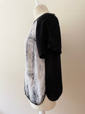 MINT VELVET BLACK & GREY SILK FRONT SHORT SLEEVE TOP SIZE 16