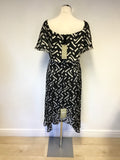 BRAND NEW COAST ADA BARDOT BLACK & WHITE MONO PRINT MIDI DRESS SIZE 10