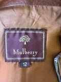 MULBERRY BROWN SOFT LEATHER ZIP UP JACKET SIZE 12