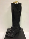 ANNE KLEIN BLACK LEATHER & SUEDE KNEE LENGTH BOOTS SIZE 7/40