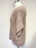 MASSIMO DUTTI MAUVE SHORT SLEEVED ALPACA & WOOL BLEND JUMPER SIZE XL