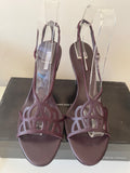 BEATRIX ONG BECERRO PURPLE LEATHER STRAPPY SPECIAL OCCASION HEEL SANDALS SIZE 5/38