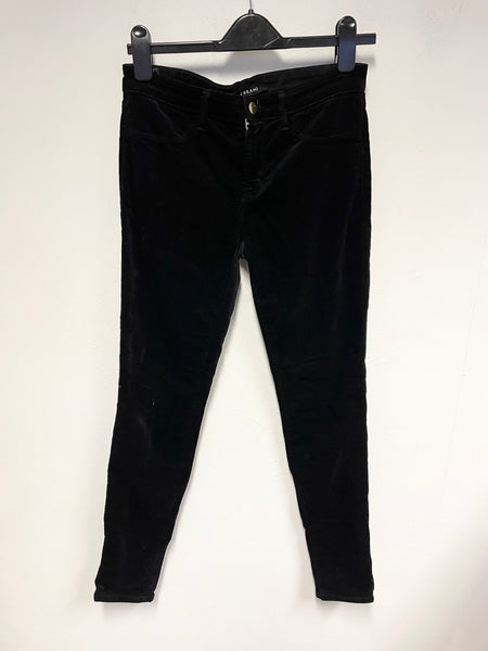 J BRAND BLACK VELOUR COTTON SUPER SKINNY LEG JEANS SIZE 28