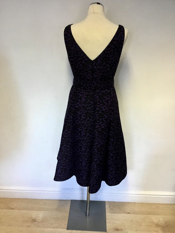 PHASE EIGHT PURPLE & BLACK PRINT SPECIAL OCCASION DRESS SIZE 12