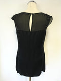 MINT VELVET BLACK SILK EMBELLISHED TRIM SLEEVELESS TUNIC TOP SIZE 14