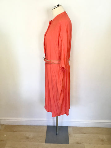 KIN BY JOHN LEWIS  CORAL OVERSIZE SHORT SLEEVE DRESS WITH ADDITIONAL BELT SIZE 14