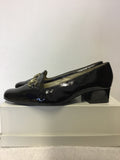 VAN DAL BLACK PATENT LEATHER SILVER TRIM COURT SHOES SIZE 4.5 EE / 37.5