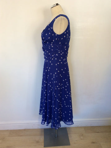 JACQUES VERT BLUE & WHITE SPOT SPECIAL OCCASION DRESS SIZE 12