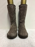UGG BROWN SUEDE ALBER CALF LENGTH WOOL LINED BOOTS SIZE 5.5/38