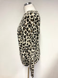 MARKS & SPENCER AUTOGRAPH 100% CASHMERE CREAM,BLACK & CAMEL LEOPARD PRINT JUMPER SIZE 14