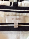 HOBBS BLACK & IVORY SILK STRIPE DRESS SIZE 10