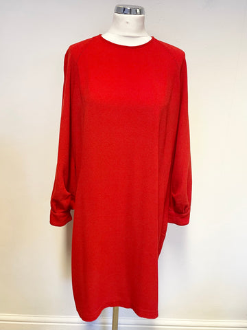 WHISTLES RED LONG SLEEVED SHIFT DRESS SIZE 14