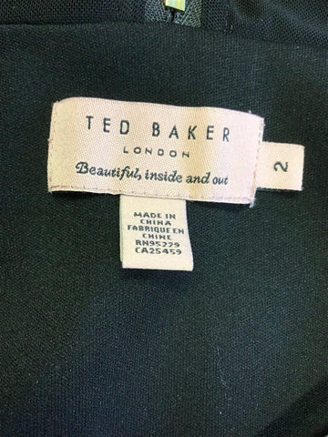 TED BAKER BLACK SEMI SHEER TOP & LONG SLEEVE STRETCH OCCASION DRESS SIZE 2 UK 10