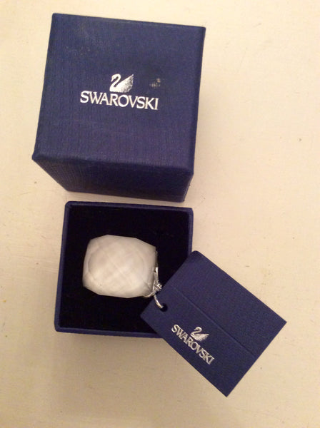 BRAND NEW SWAROVSKI WHITE CRYSTAL NIRVANI SILVER PLATE  DRESS RING SIZE 58