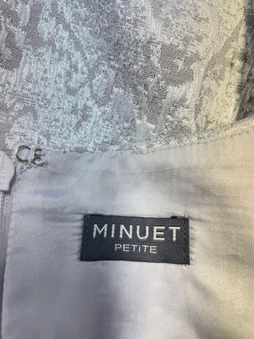 MINUTE PETITE SILVER BROCADE CAP SLEEVED PENCIL DRESS SIZE 10
