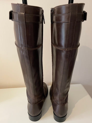 TODS DARK BROWN LEATHER KNEE LENGTH RIDING BOOTS SIZE 4.5/37.5