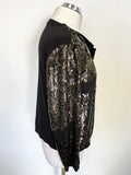 RIANI BLACK SEQUINNED EDGE TO EDGE CARDIGAN SIZE 14