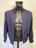 GOLDEN BEAR NAVY BLUE ZIP UP LEATHER TRIM VARSITY JACKET SIZE M