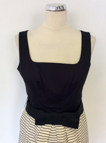 COAST BLACK & CREAM WITH BOW TRIM BELT OCCASION DRESS SIZE 12