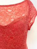 JAEGER CORAL LACE CAP SLEEVE SPECIAL OCCASION DRESS SIZE 18