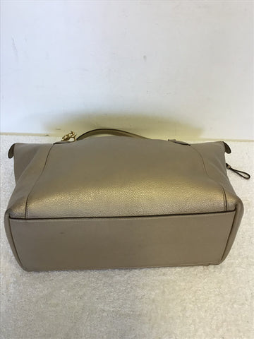 COACH PALE GOLD LEATHER TOTE BAG WITH GOLD CHAIN SHOULDER STRAPS