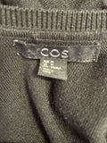 COS BLACK SLEEVELESS FINE KNIT DRAWSTRING TIE WAIST SHIFT DRESS SIZE M