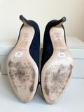 LK BENNETT MOLLY NAVY BLUE SUEDE BOW TRIM HEELS SIZE 7/40