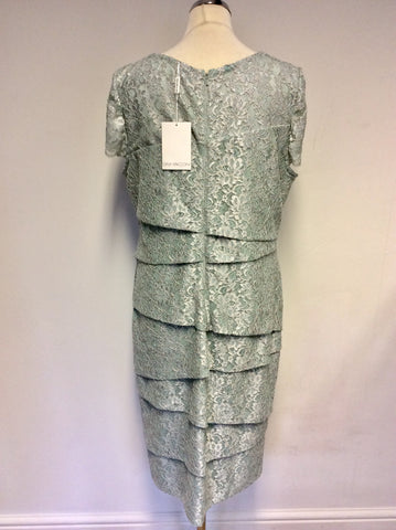BRAND NEW GINA BACCONI LIGHT GREEN SPARKLE TIERED DRESS SIZE 20