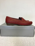 BRAND NEW JANE SHILTON ISABELLA RED LEATHER LOAFER FLATS SIZE 4/37