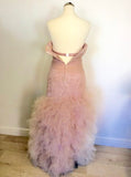 HANIELS PALE PINK NET OVERLAY STRAPLESS PROM/ EVENING DRESS SIZE 6