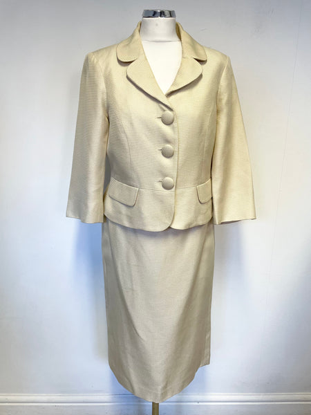 LK BENNETT CREAM JACKET & PENCIL SKIRT SUIT SIZE 10/12