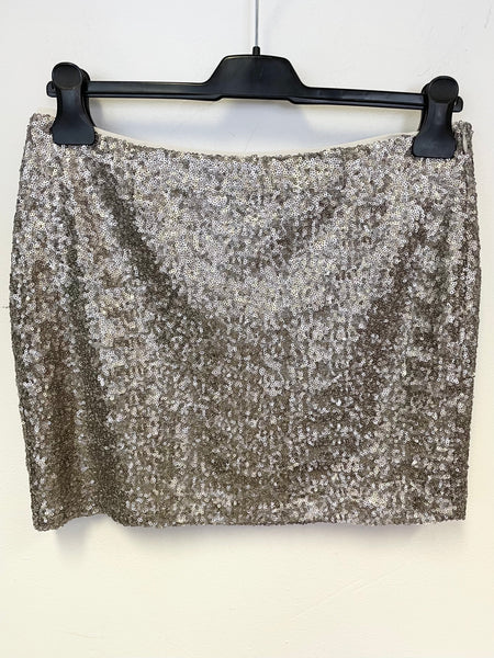GAP PEWTER SEQUINNED STRAIGHT MINI SKIRT SIZE 4 UK 8/10