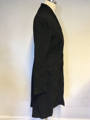 GHOST BLACK QUILTED DESIGN KNEE LENGTH COAT SIZE 12