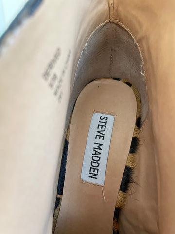 BRAND NEW STEVE MADDEN DERIVED CAMEL LEOPARD PRINT PONYSKIN BOOTIES SIZE UK 5/38