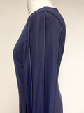 HOBBS NAVY BLUE ROUND NECK SEAM DETAILED LONG SLEEVED SHIFT DRESS SIZE 8