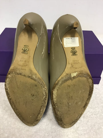 BALLY DIVONNE TAUPE PATENT LEATHER COURT SHOES SIZE 4/37