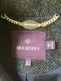 MULBERRY BLACK,GREY & BROWN TWEED WOOL DOUBLE BREASTED JACKET SIZE 8 FIT UK 10
