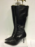 KAREN MILLEN BLACK LEATHER & HORSE BIT TRIM BOOTS SIZE 6/39