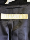 ALL SAINTS DARK GREY MILITARY STYLE WOOL BLEND COAT SIZE S