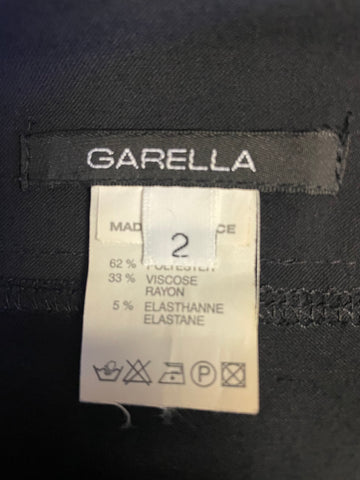 GARELLA BLACK & GREY RIBBON TRIMMED A-LINE MIDI SKIRT SIZE 2 UK 12