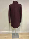 BRORA BURGUNDY WOOL,MOHAIR & ALPACA BLEND COAT SIZE 10