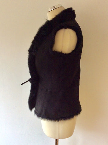 BRAND NEW CELTIC & CO 100% NATURAL BLACK SHEEPSKIN FUR LINED GILET