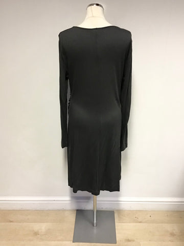 THE WHITE COMPANY DARK GREY STRETCH JERSEY WRAP DRESS SIZE XL
