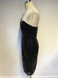 JANE NORMAN BLACK SEQUINNED STRAPLESS DRESS SIZE 12