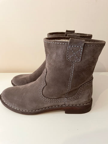 CLARKS BROWN LAMBSKIN SUEDE WOOL LINED ANKLE BOOTS SIZE 5/38